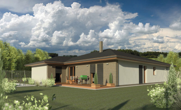 Architektura domu zdobiona w detale z drewna, 3 sypialnie